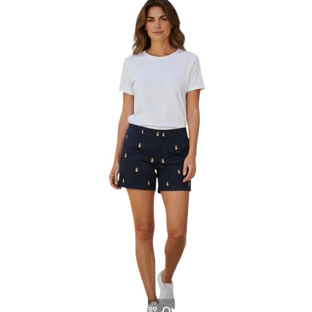 JCREW PINEAPPLE PRINT NAVY BLUE COTTON SUMMER BEACHY SHORTS 4 - Picture 2 of 11